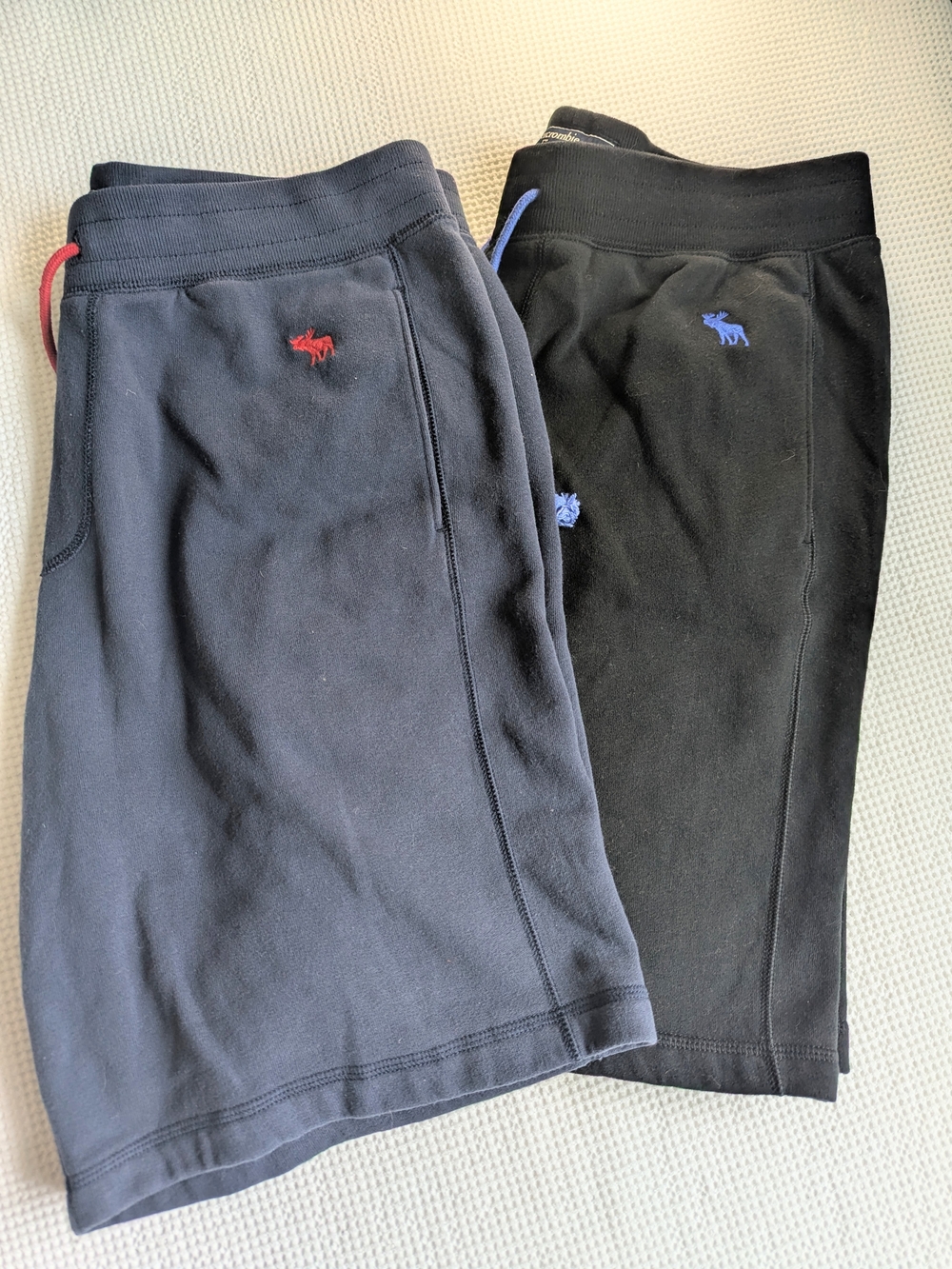 Abercrombie & Fitch Y2K Black and Navy Logo Pull-On Sweat Shorts Set Of 2 Mens L